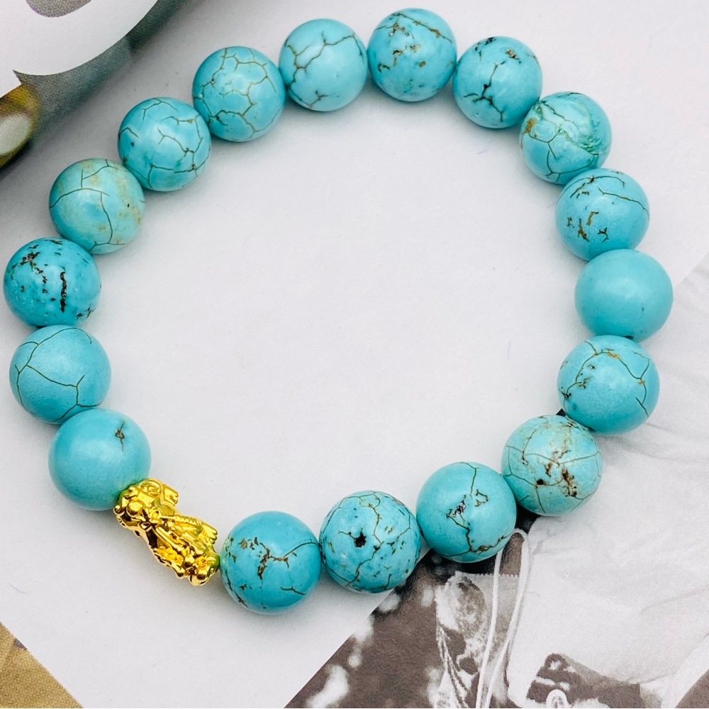18k Piyao/Pixui Turquoise 10mm Bracelet